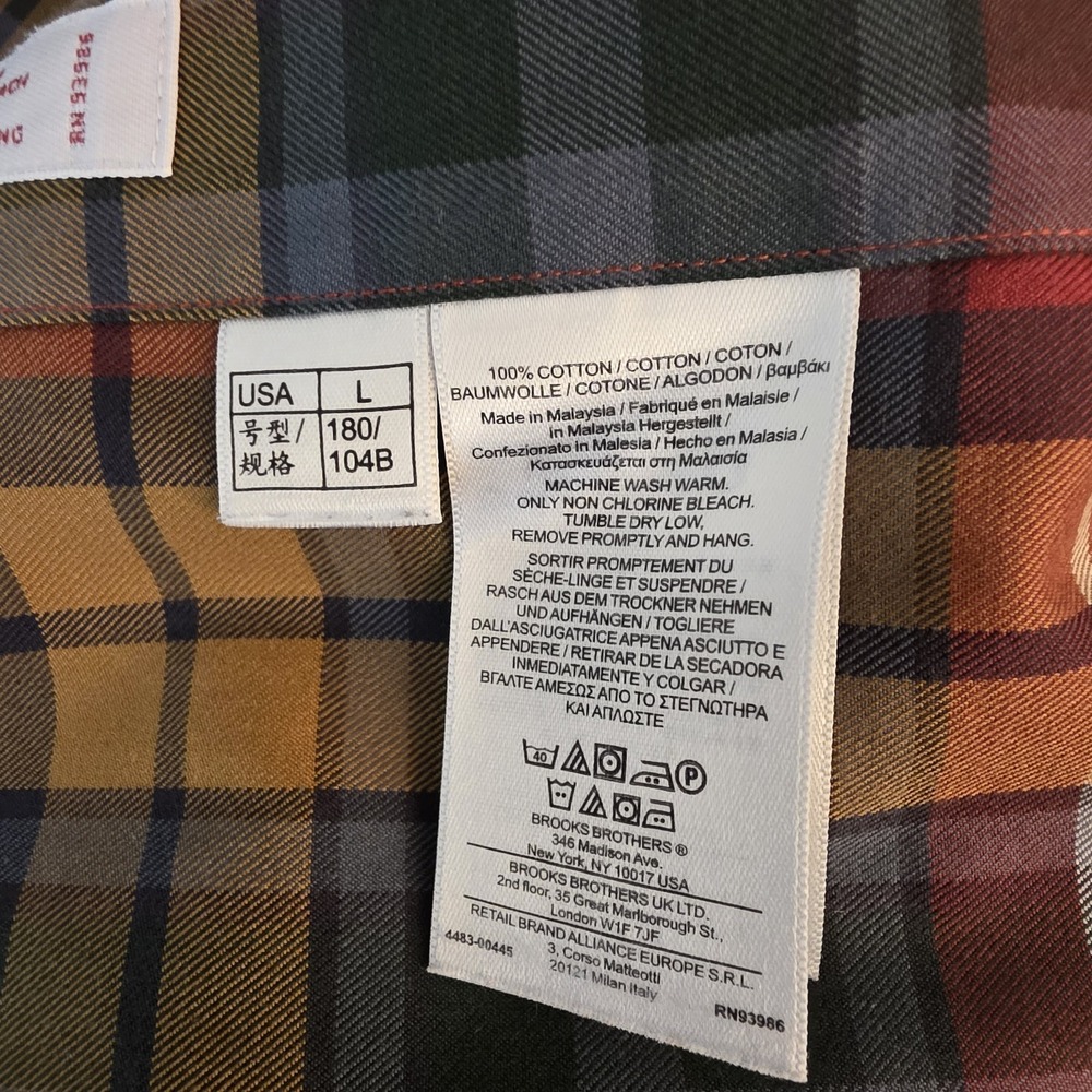Lot Of 2 Brooks Brothers Shirt Men Multicolor Plaid Long Sleeve Non Iron Large - Picture 5 of 13